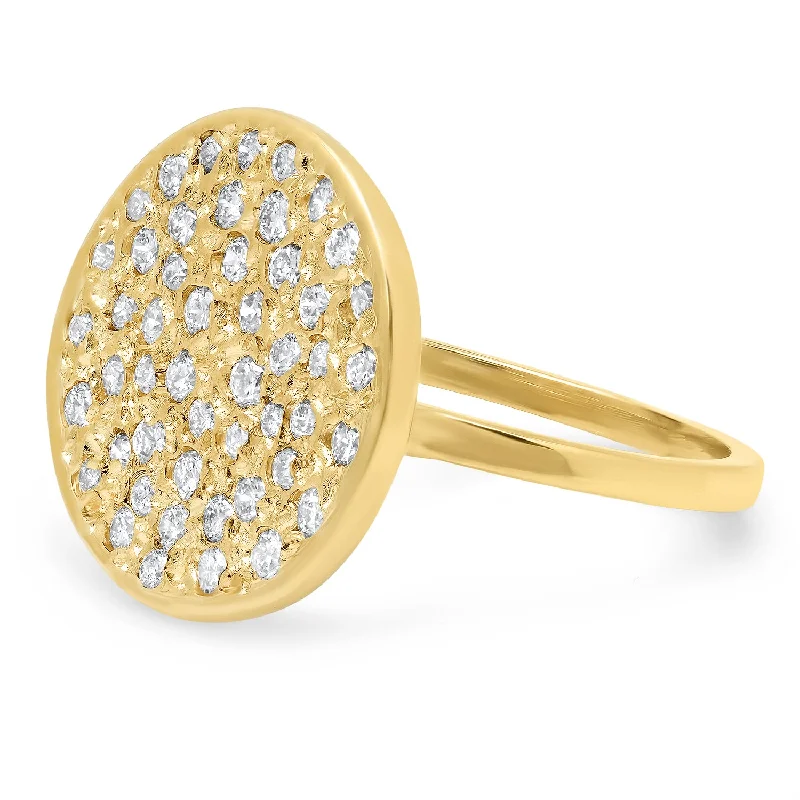 14K Round Diamond Disc Ring