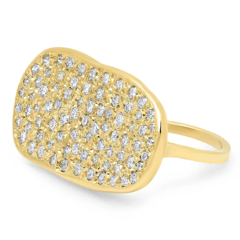 14K Oval Diamond Disc Ring