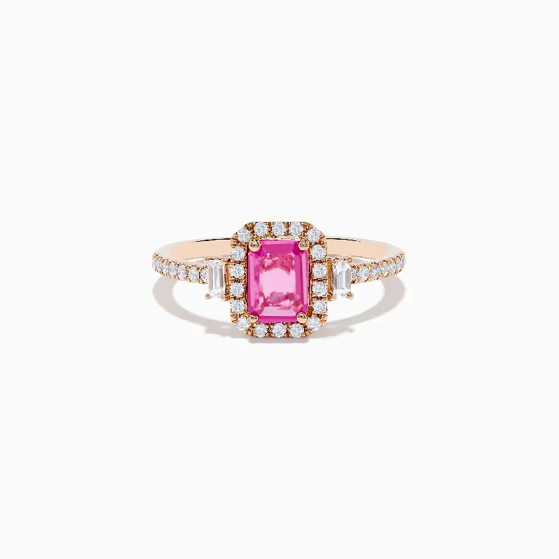 14K Rose Gold Pink Sapphire and Diamond Ring