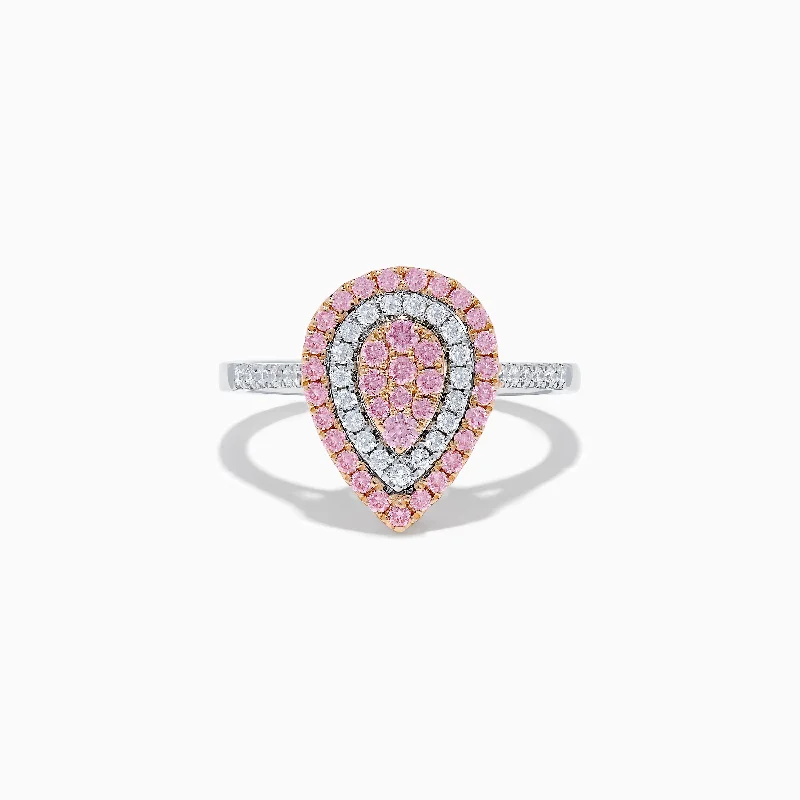 14K Two Tone Pink and White DiamondRing