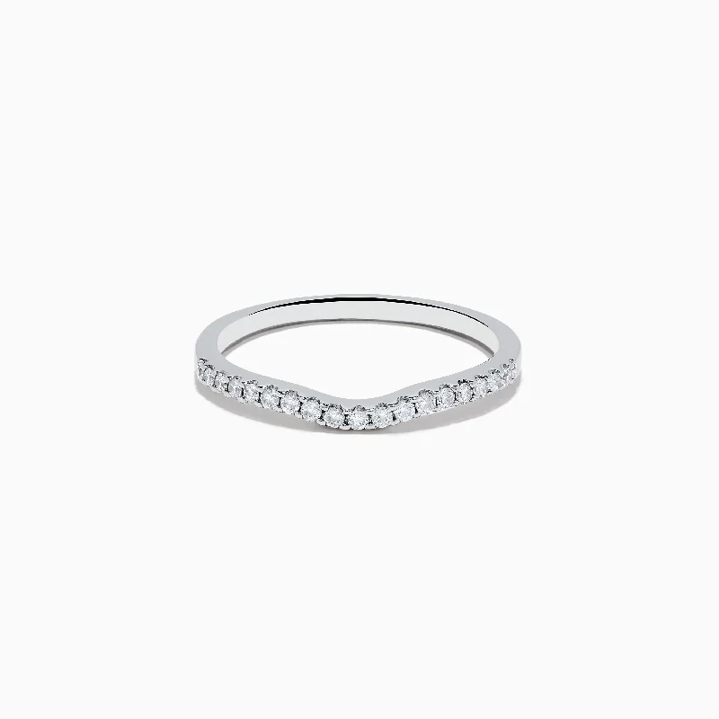 14K White Gold Contoured Diamond Ring