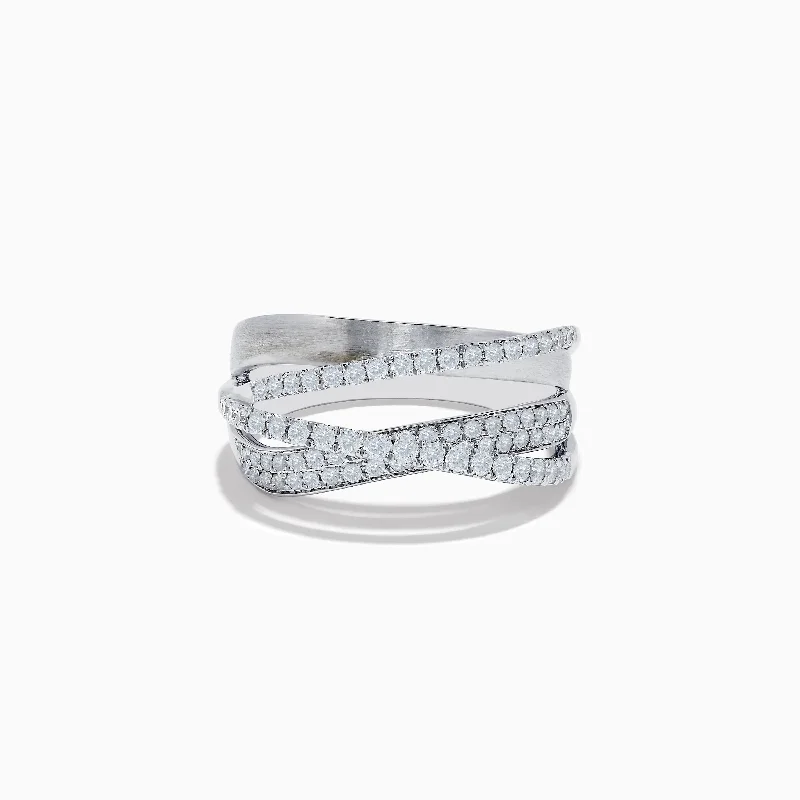 14K White Gold Diamond Crossover Ring