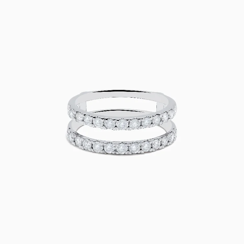 14K White Gold Double Band Diamond Ring 0.97 TCW