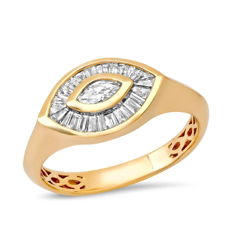 14K YG Aura Diamond Evil Eye Ring