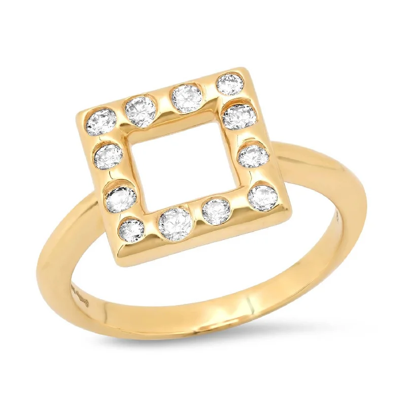 14K YG Bebe Square Diamond Ring