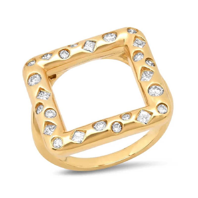 14K YG Maman Square Diamond Ring