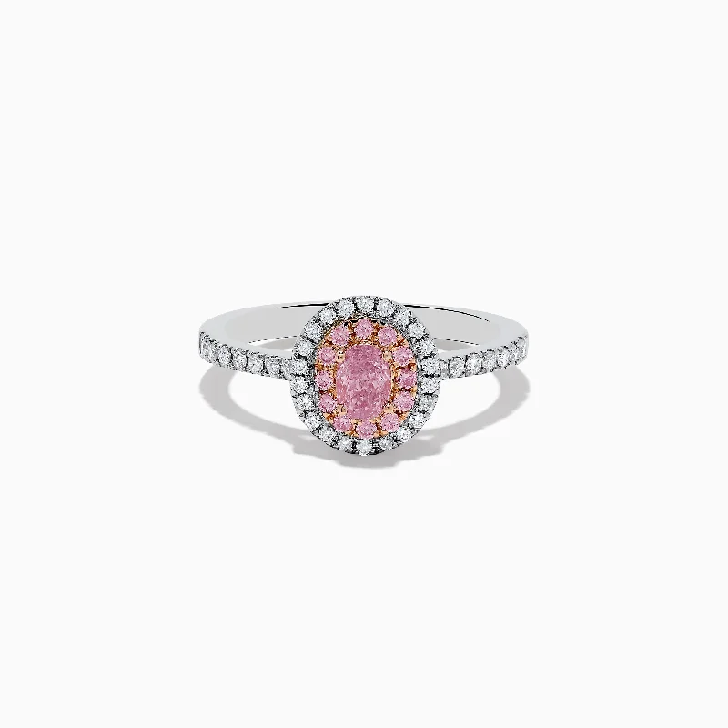 18K Two Tone Gold White and GIA Certified Pink Diamond Ring