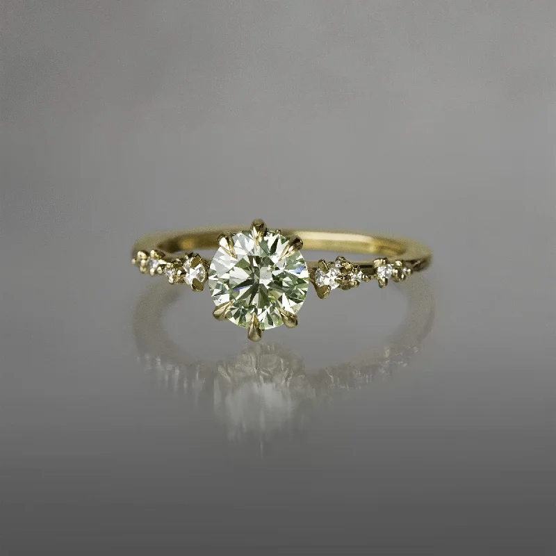 1ct Light Green-Yellow Diamond Nereid Ring