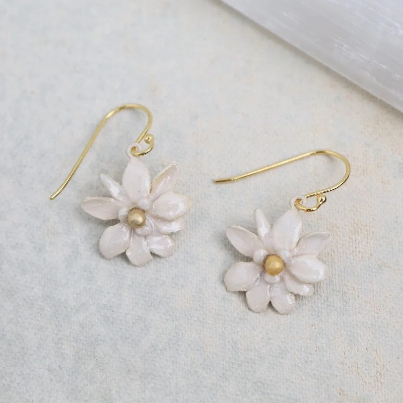 Magnolia Flower Wire Earrings