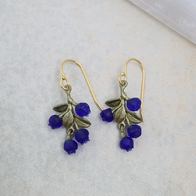 Petite Blueberry Dangle Wire Earrings