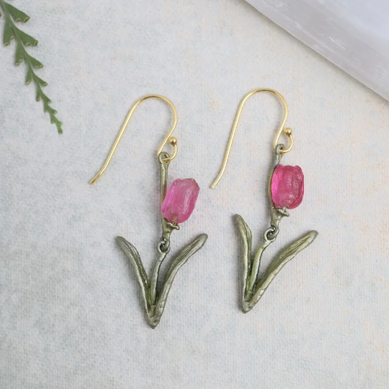 Tulip Wire Earrings - Pink