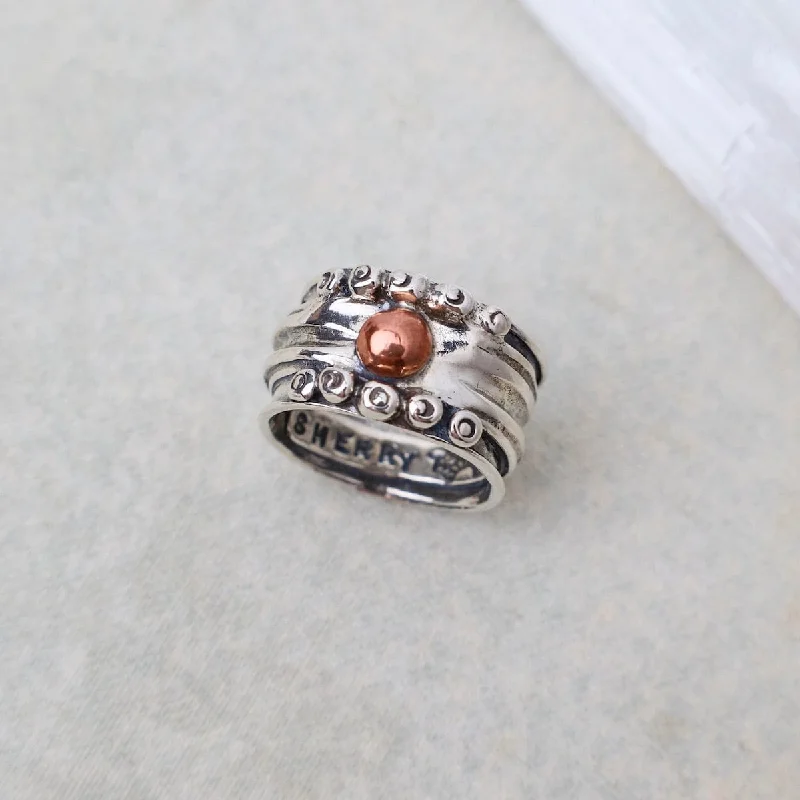 Wide Nordic with Copper Ball Ring