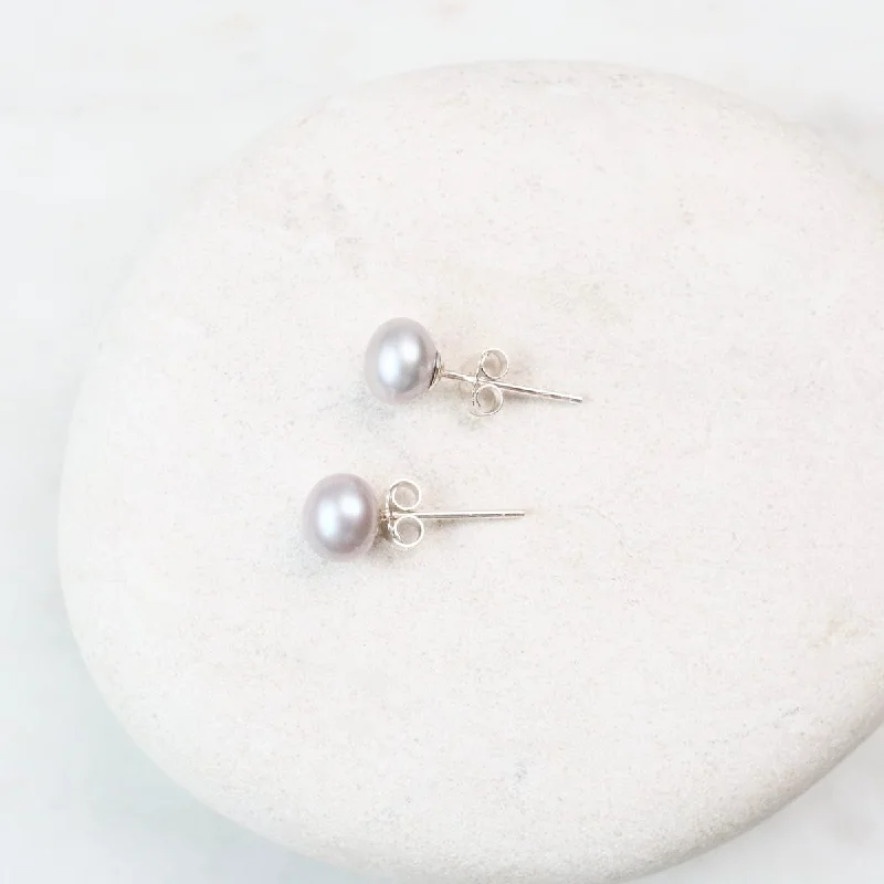 6mm Grey Pearl Post Earrings