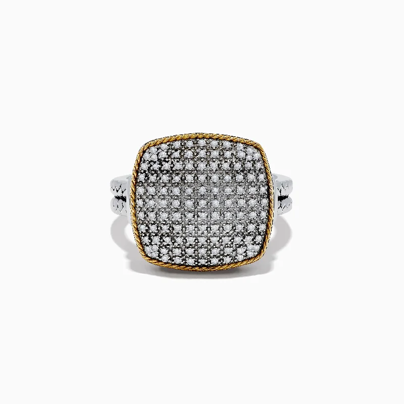 925 Sterling Silver/18K Yellow Gold Diamond Ring