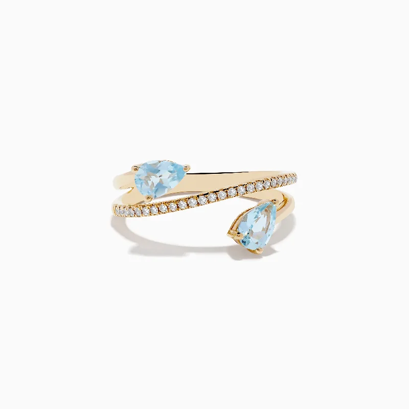 Aquarius 14K Yellow Gold Aquamarine and Diamond Ring