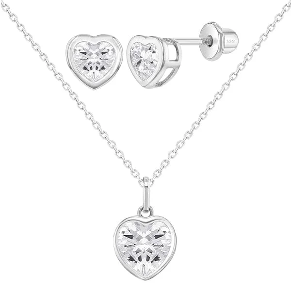 CZ Heart Jewelry Set