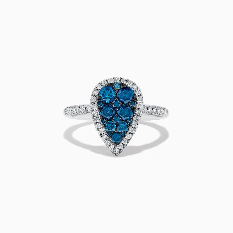 Bella Bleu 14K White Gold Blue and White Diamond Ring