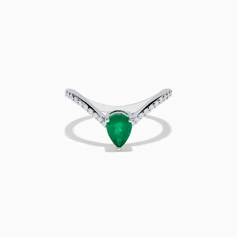 Brasilica 14K White Gold Emerald and Diamond Ring