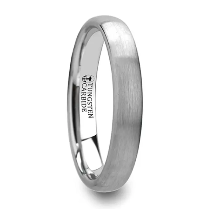 Domed Brushed Finished White Tungsten 6mm Band