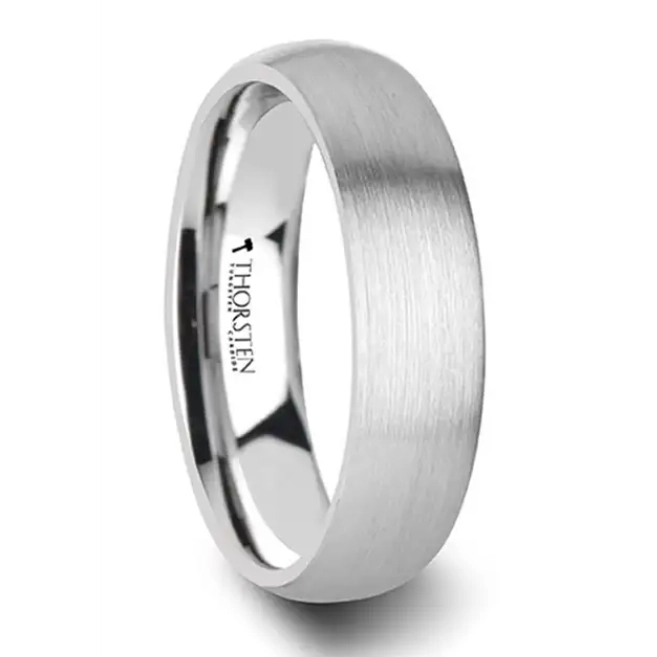 Domed Brushed Finished White Tungsten 8mm Band