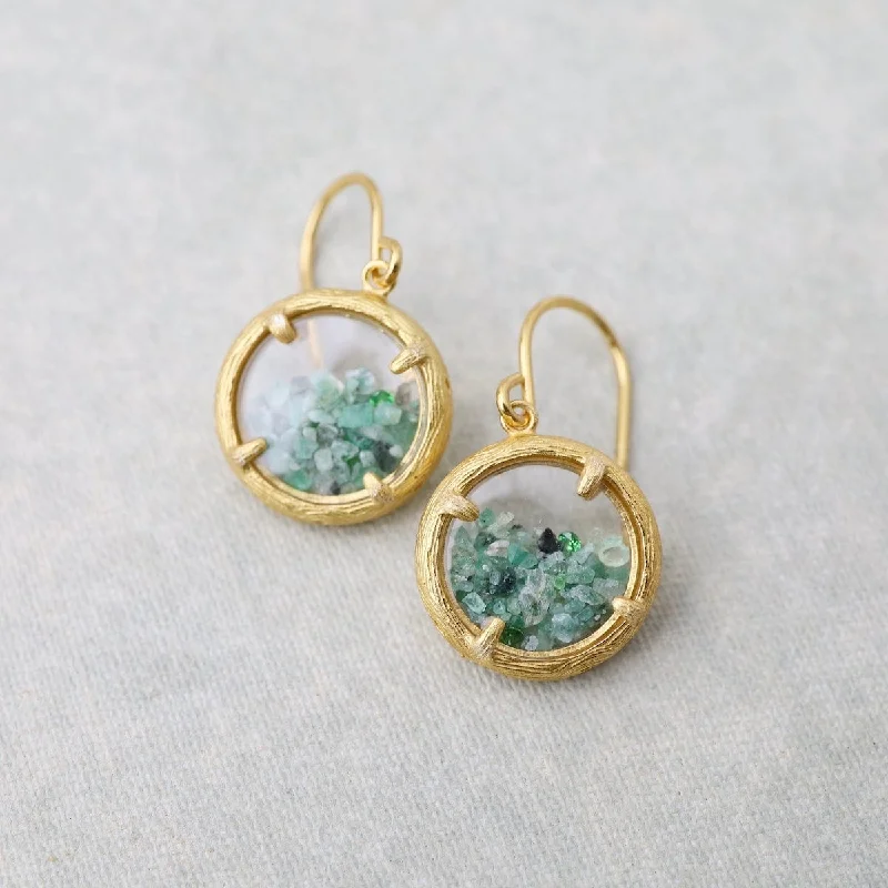 Mini Shaker Emerald Birthstone Earrings