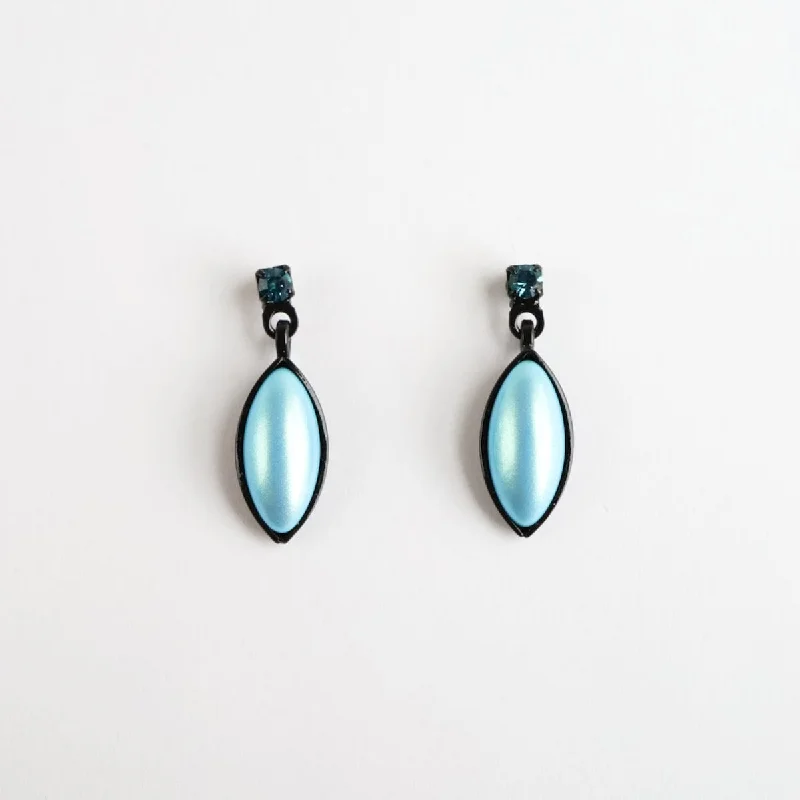 Iridescent Dark Blue Single Leaf Post Earring