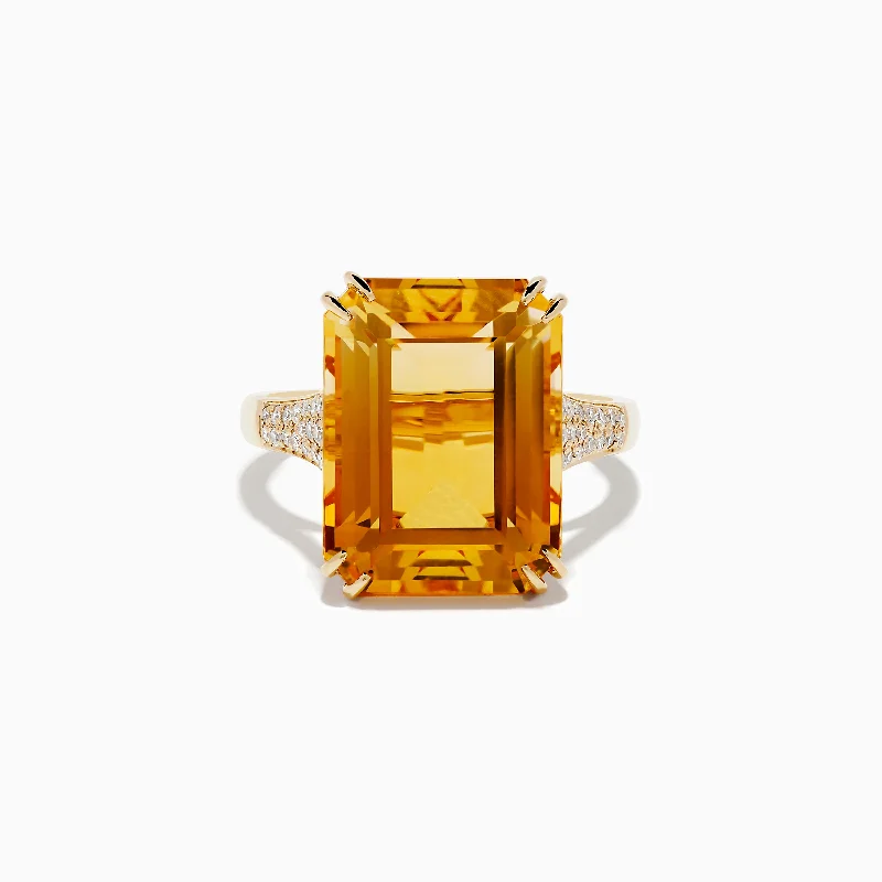 Sunset 14K Yellow Gold Citrine and Diamond Cocktail Ring