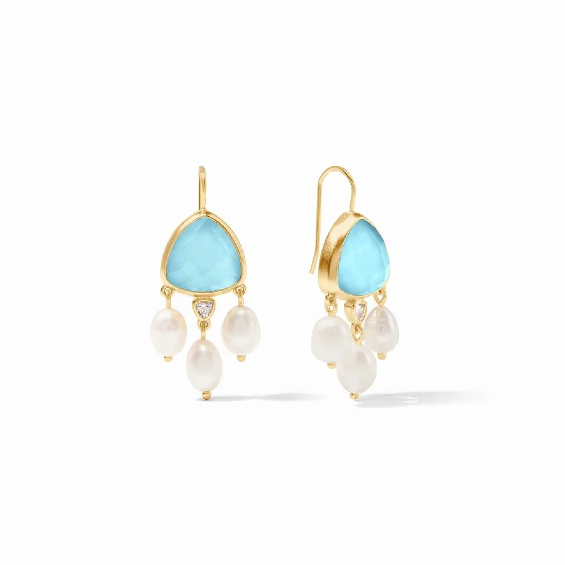 Iridescent Capri Blue Aquitaine Chandelier Earrings