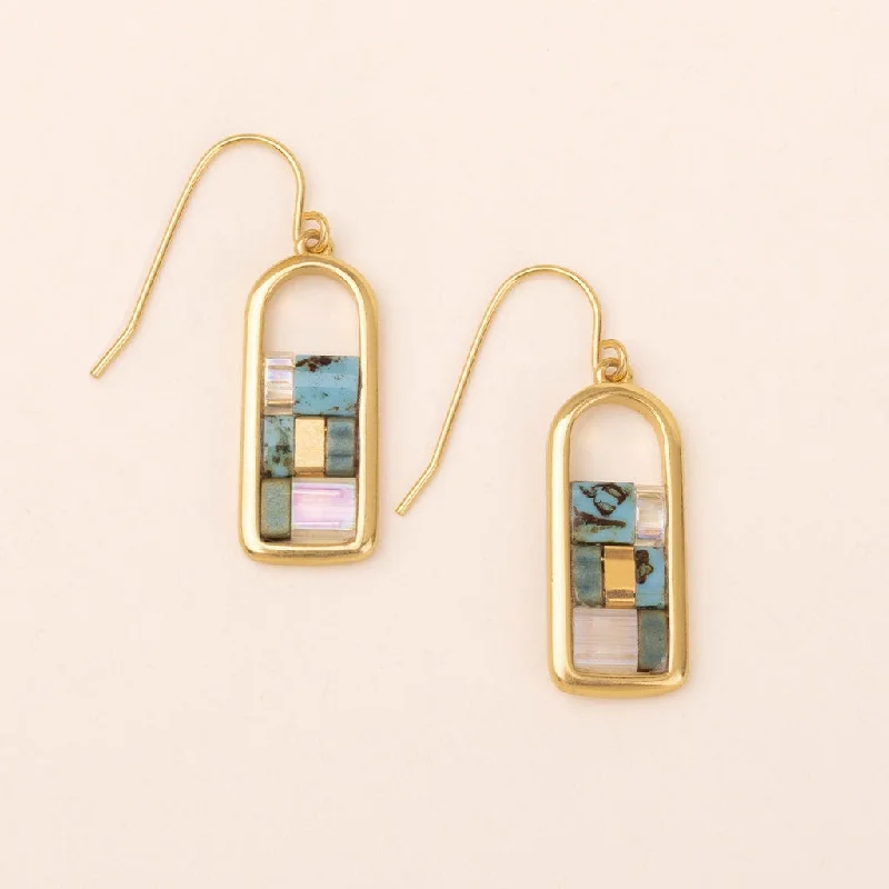 Good Karma Miyuki Frame Earrings - Turquoise/Gold