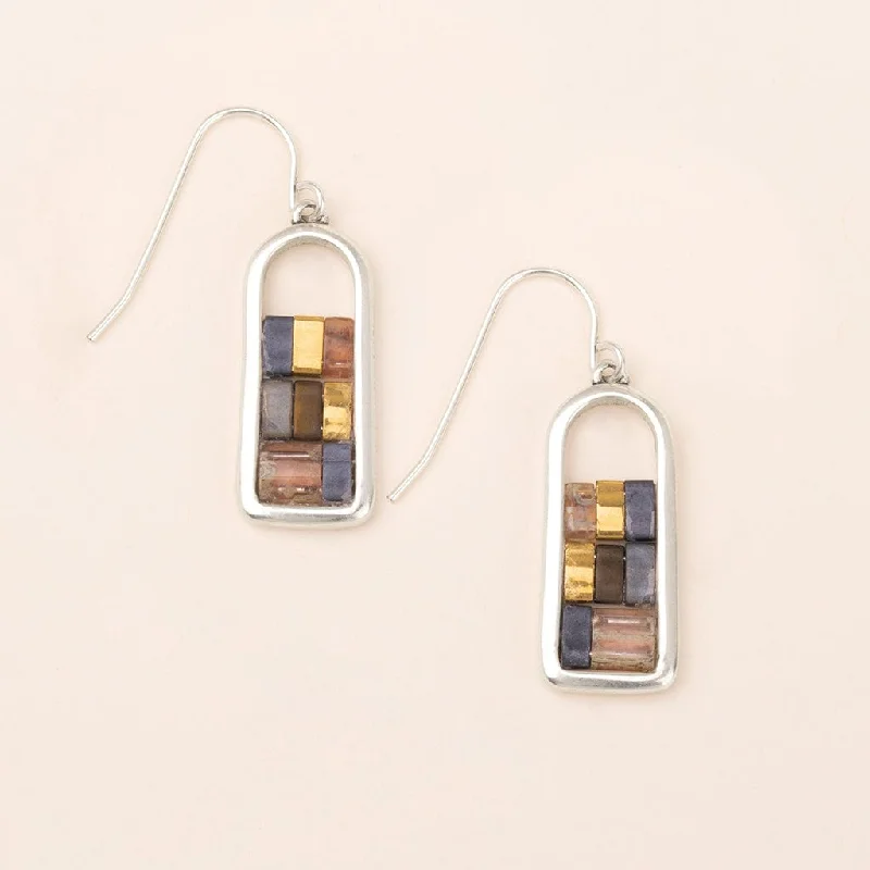 Good Karma Miyuki Frame Earrings - Gunmetal/Silver