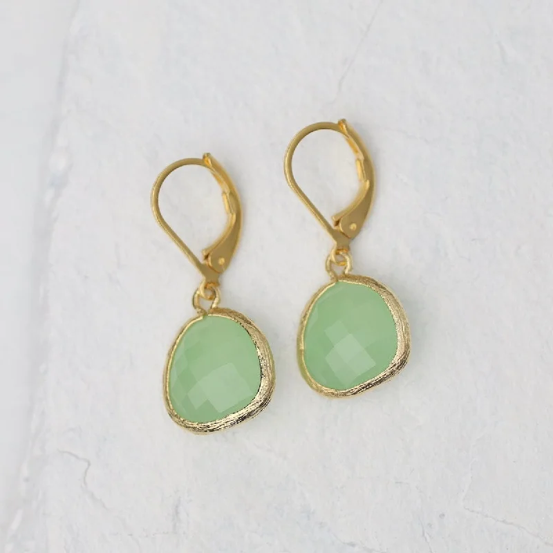 Gold Plated Crystal Lever Back Earrings - Fluorite