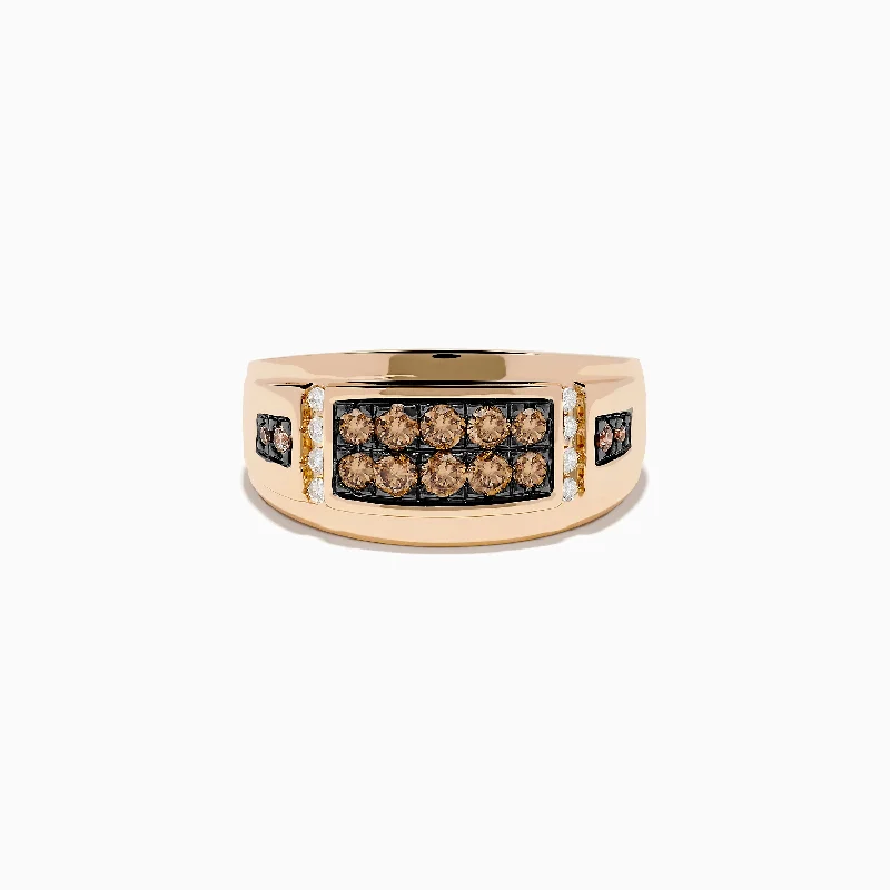 Men's 14K Rose Gold Espresso and White Diamond Ring