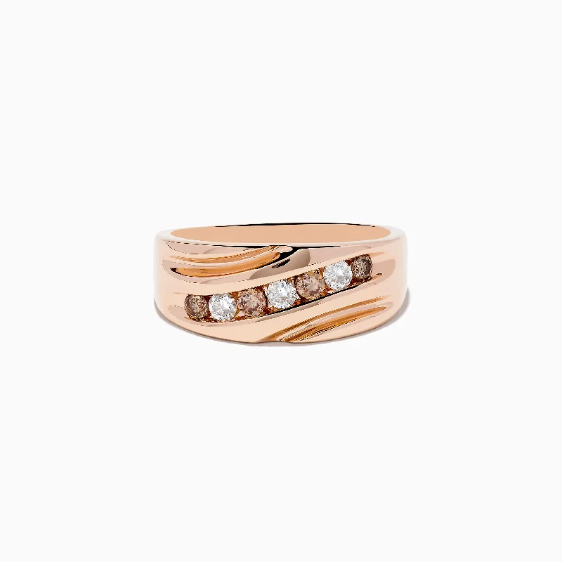 Men's 14K Rose Gold Espresso and White Diamond Ring