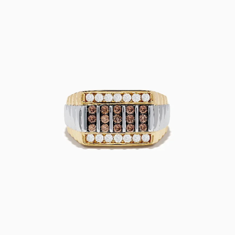 Men's 14K Two-Tone Gold Espresso and White Diamond Ring