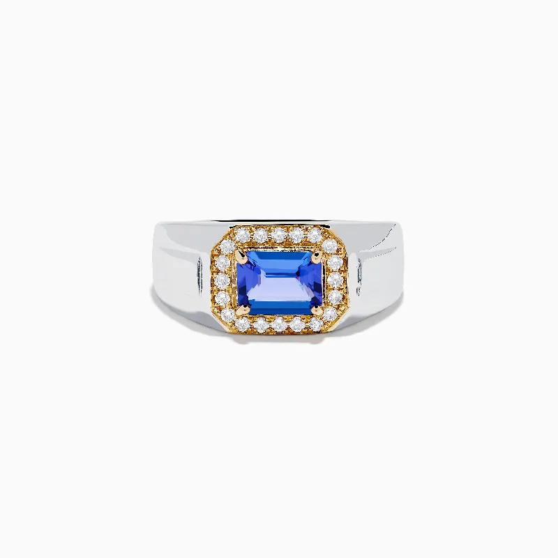 Men's 14K White and Yellow Gold Tanzanite and Diamond Ring