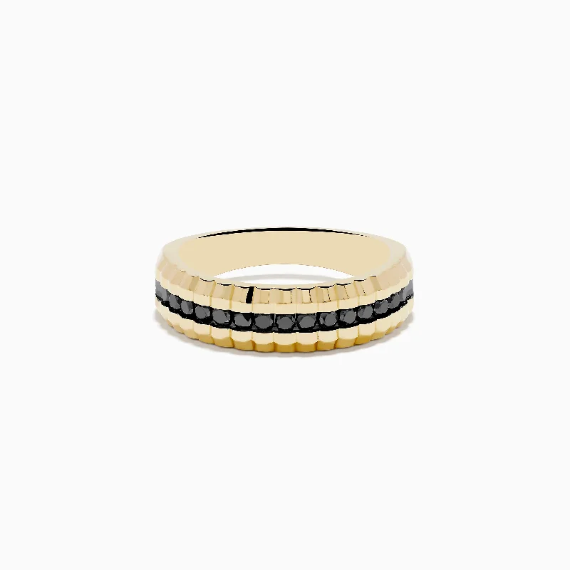 Men's 14K Yellow Gold Black Diamond Ring