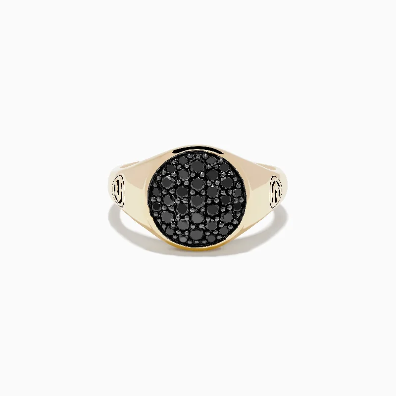 Men's 14K Yellow Gold Black Diamond Ring