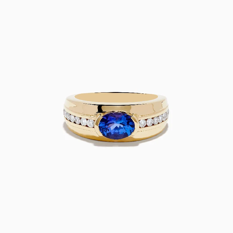 Men's 14K Yellow Gold Tanzanite and Diamond Ring