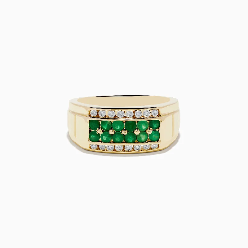 Men's Brasilica 14K Yellow Gold Emerald and Diamond Ring