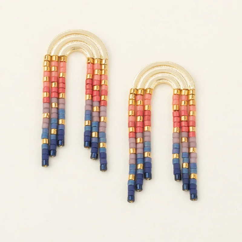 Chromacolor Miyuki Rainbow Fringe Earrings - Multi/Gold