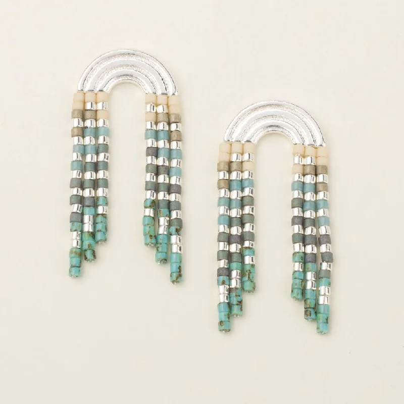 Chromacolor Miyuki Rainbow Fringe Earrings - Turquoise Multi/Silver