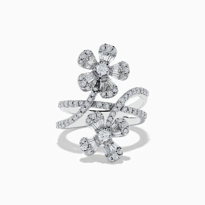 Nature 14K White Gold Diamond Flower Ring