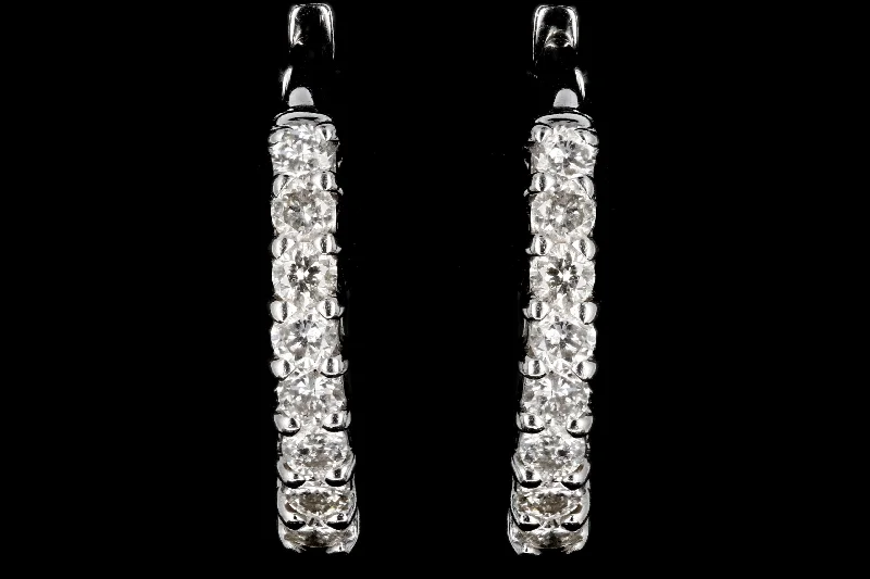 Modern 14K White Gold .30 CTW Diamond Huggie Earrings