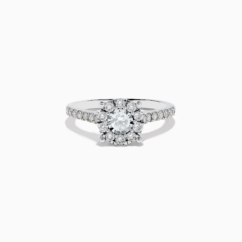 Bouquet 14K White Gold Diamond Cluster Ring 0.73 TCW