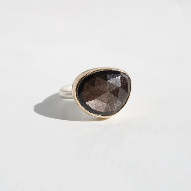 Jamie Joseph Small Asymmetrical Rose Cut Brown Sapphire Ring