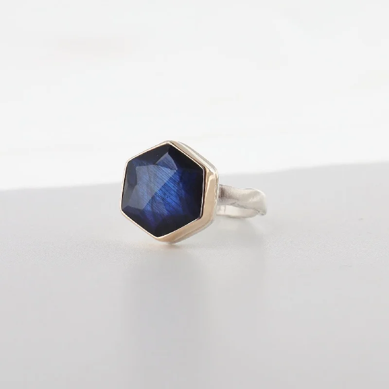 Jamie Joseph Small Hexagonal Rose Cut Labradorite Ring