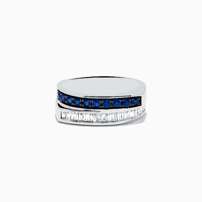 Royal Bleu 14K White Gold Sapphire and Diamond Band Ring