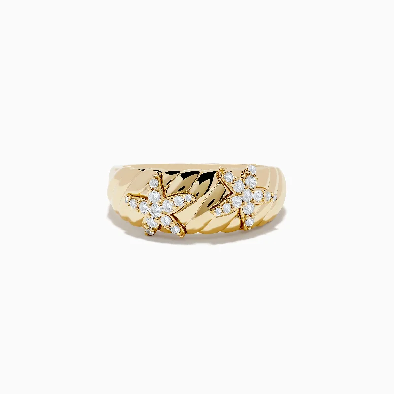 Seaside 14K Yellow Gold Diamond Starfish Ring