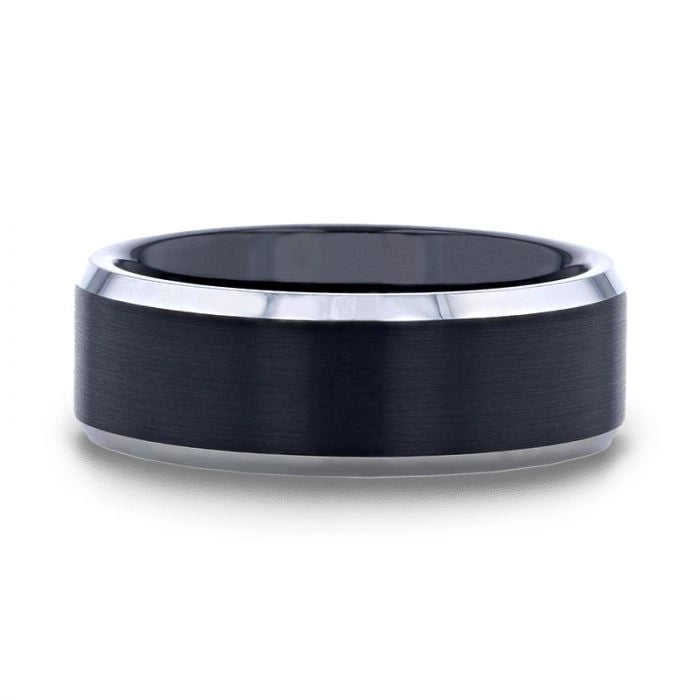 Tungsten Band with Black Brushed Center