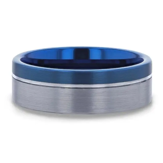 Tungsten Carbide 8mm Band with Blue Ion Plating